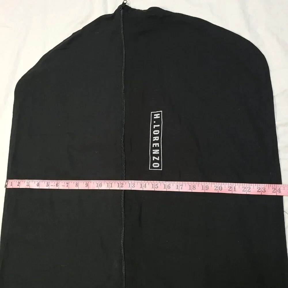 H. Lorenzo Black Garment Bag Logo Spell Out Fabric Zipper Empty READ 48 x 24 in